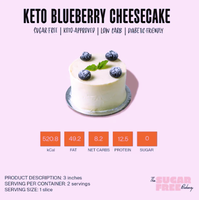 Sugar-Free Mini Cake - Keto Blueberry Cheesecake 3"